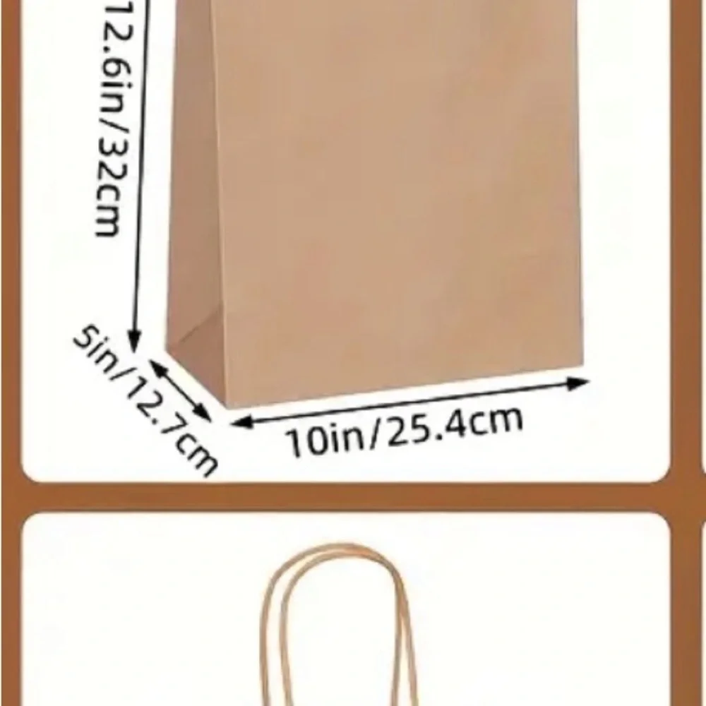 Brown Kraft Paper Gift Bag, 12.6” tall bag, 25 Bags
